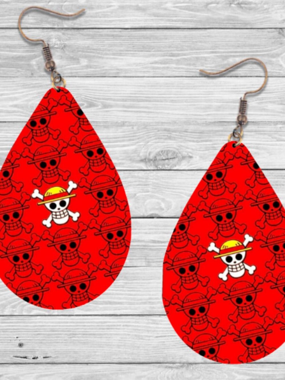 One Piece Earrings: Anime Wooden Teardrop Hypoallergenic Earrings